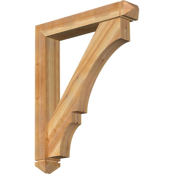Ekena Millwork Balboa Arts and Crafts Rough Sawn Bracket w/ Offset Brace, Western Red Cedar, 6"W x 34"D x 42"H BKT0604X34X42BOA03RWR - main